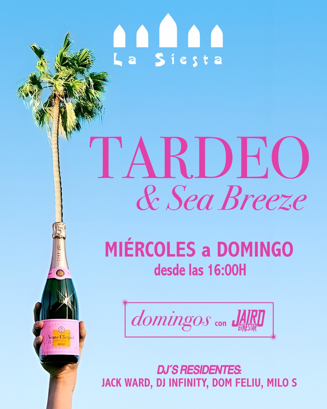 Oficialmente: se inaugura la temporada de no querer irse a casa.
Los mejores tardeos del verano tienen nombre, apellidos y vistas al mar. De miércoles a domingo, a partir de las 16:00h, la música sube y la desconexión empieza en La Siesta. 🌊🍹
Buena compañía, cócteles bien fríos y la brisa del mar. No necesitas más excusas. 🌅✨
¿Nos vemos esta tarde? 😉