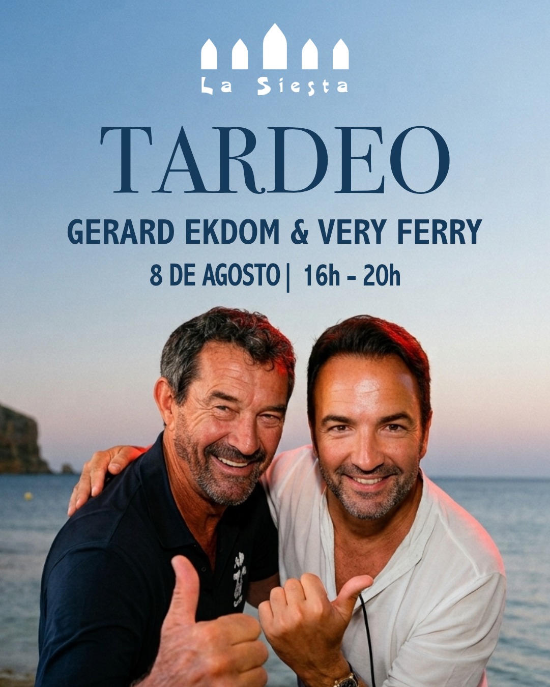 ¡Empieza la cuenta atrás! ⌛✨

Este sábado nos espera un tardeo brutal con el gran Gerard Ekdom junto a DJ Ferry. Música, copas y el mejor ambiente de Jávea. 🎶

📌 IMPORTANTE:
• Entrada libre.
• Sin reservas - llega pronto y encuentra tu sitio

¡Nos vemos en La Siesta! 🌊

-

The countdown has begun! ⌛✨

This Saturday, we’re in for an amazing evening with the brilliant Gerard Ekdom alongside DJ Ferry. Music, drinks and the best atmosphere in Jávea. 🎶

📌 IMPORTANT:
• Free entry.
• No bookings – arrive early to secure your spot

See you at La Siesta! 🌊
